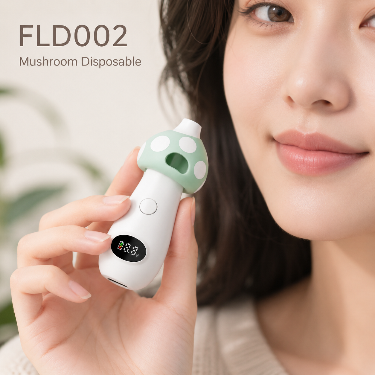 FLD002 mushroom vape device handheld close-up