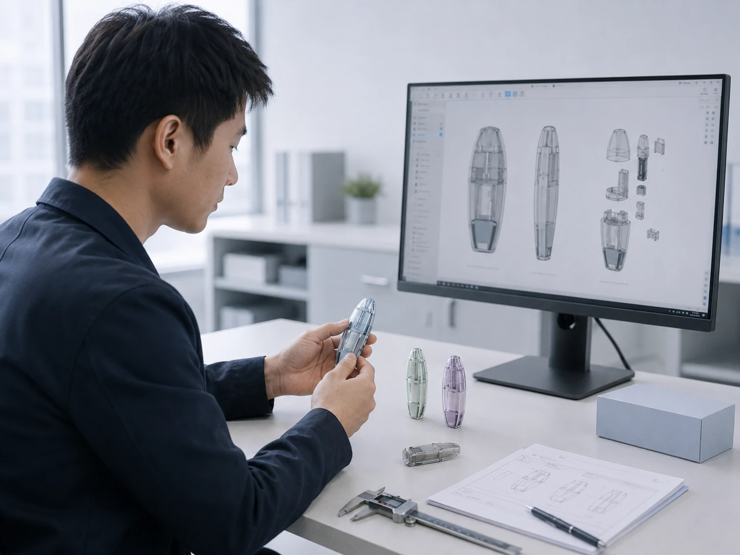 Product development sketches and prototype direction