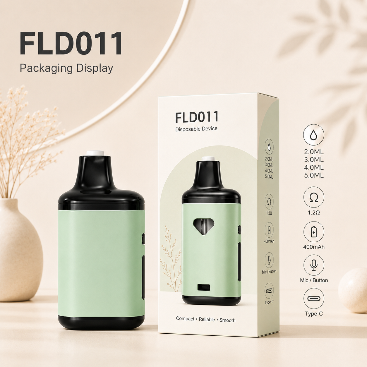 FLD011 Multi-Capacity Disposable Vape Device – 400mAh 3 Voltage Levels - Image 3