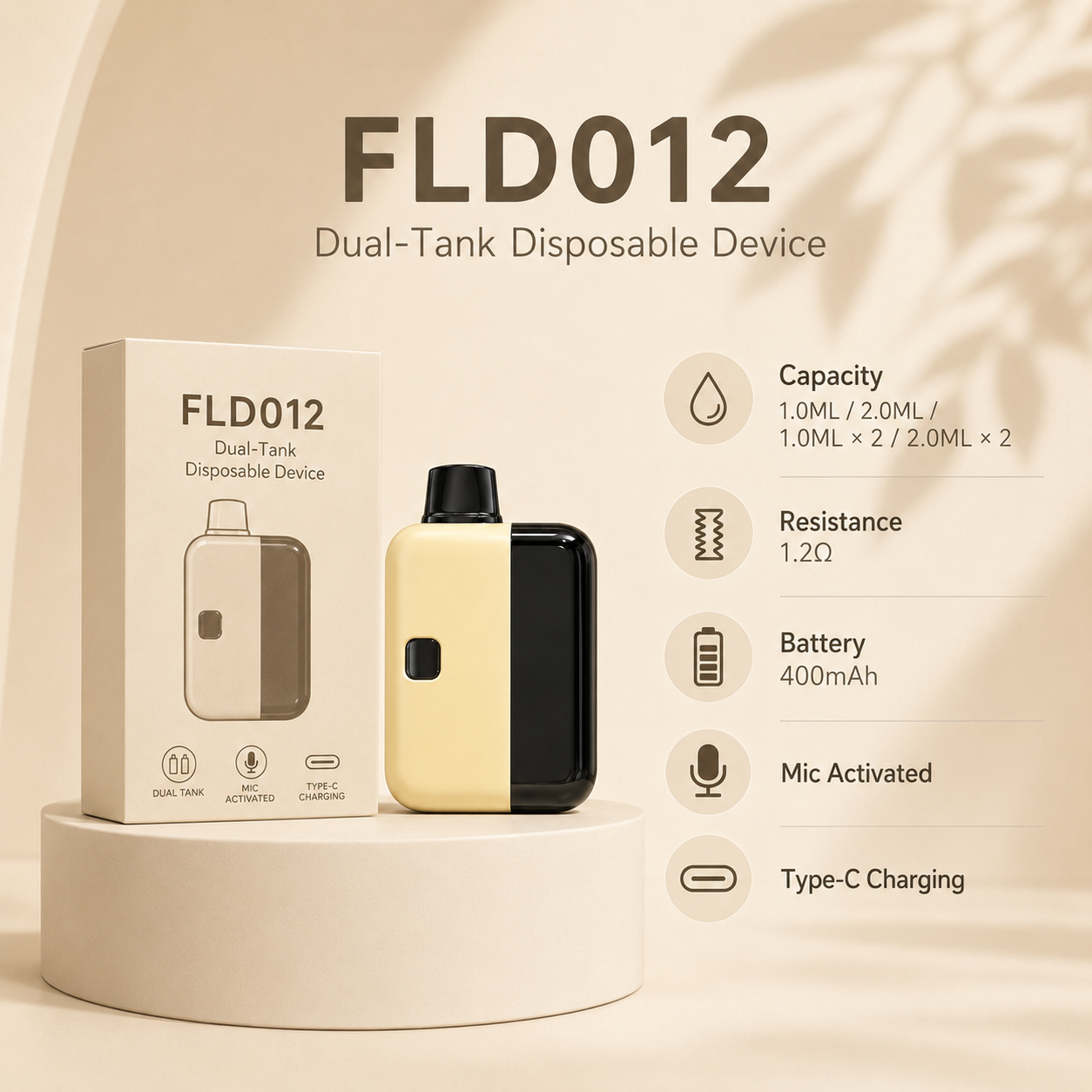 FLD012 Dual-Tank Disposable Vape Device – 400mAh Variable Voltage - Image 3