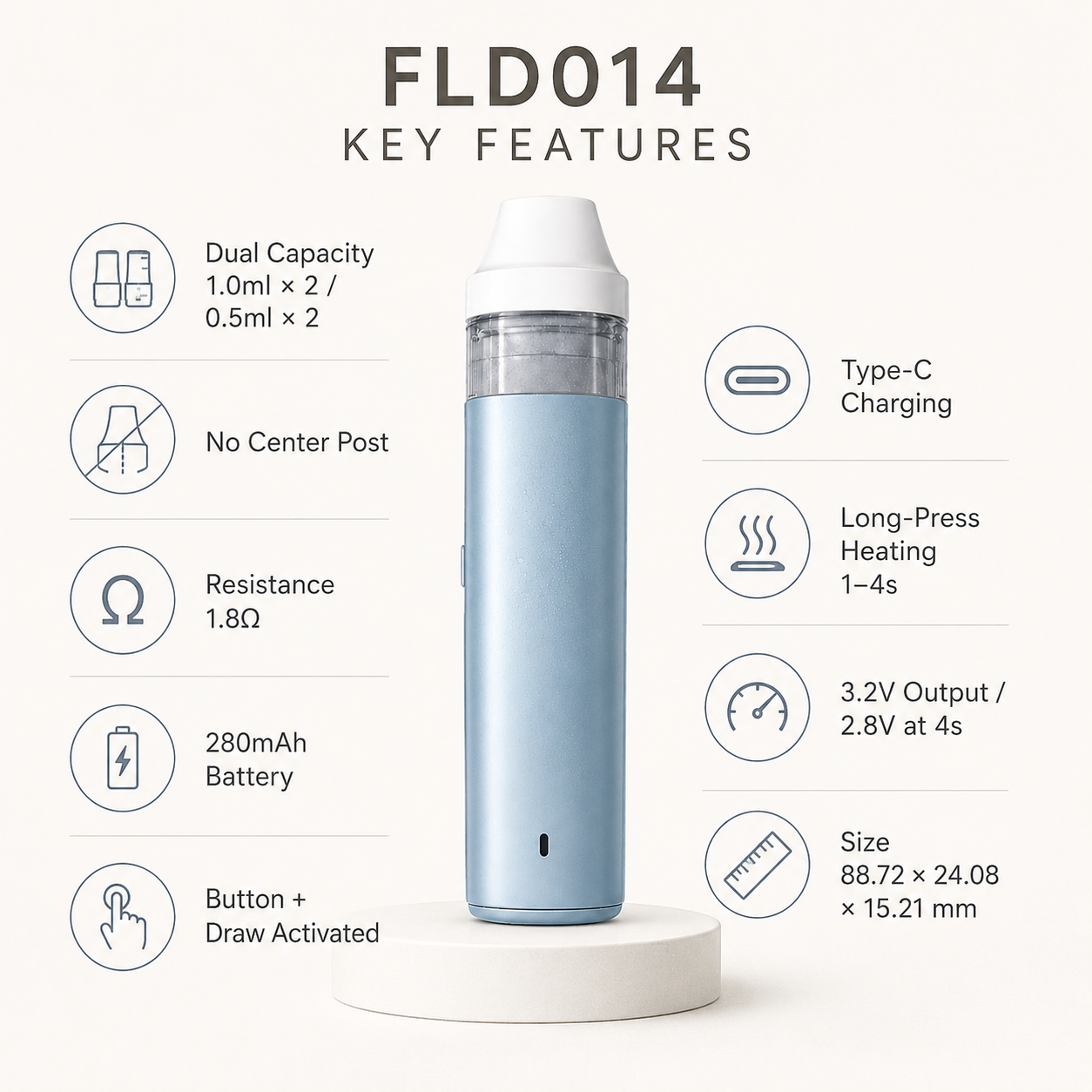 FLD014 Dual-Tank Center Post-Free Disposable Vape Device – 280mAh - Image 2