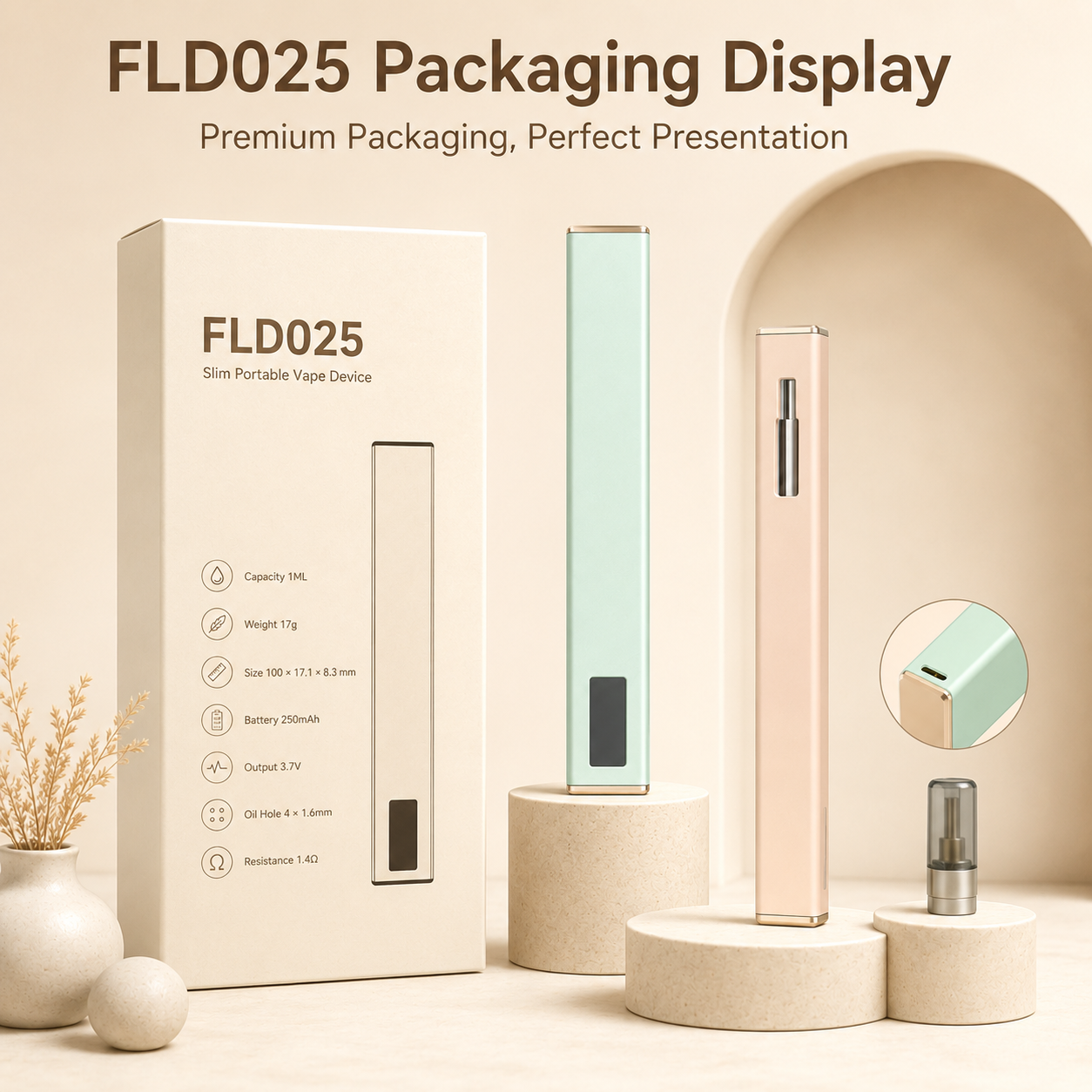 FLD025 Ultra-Slim Disposable Vape Device – 1ml 250mAh - Image 3