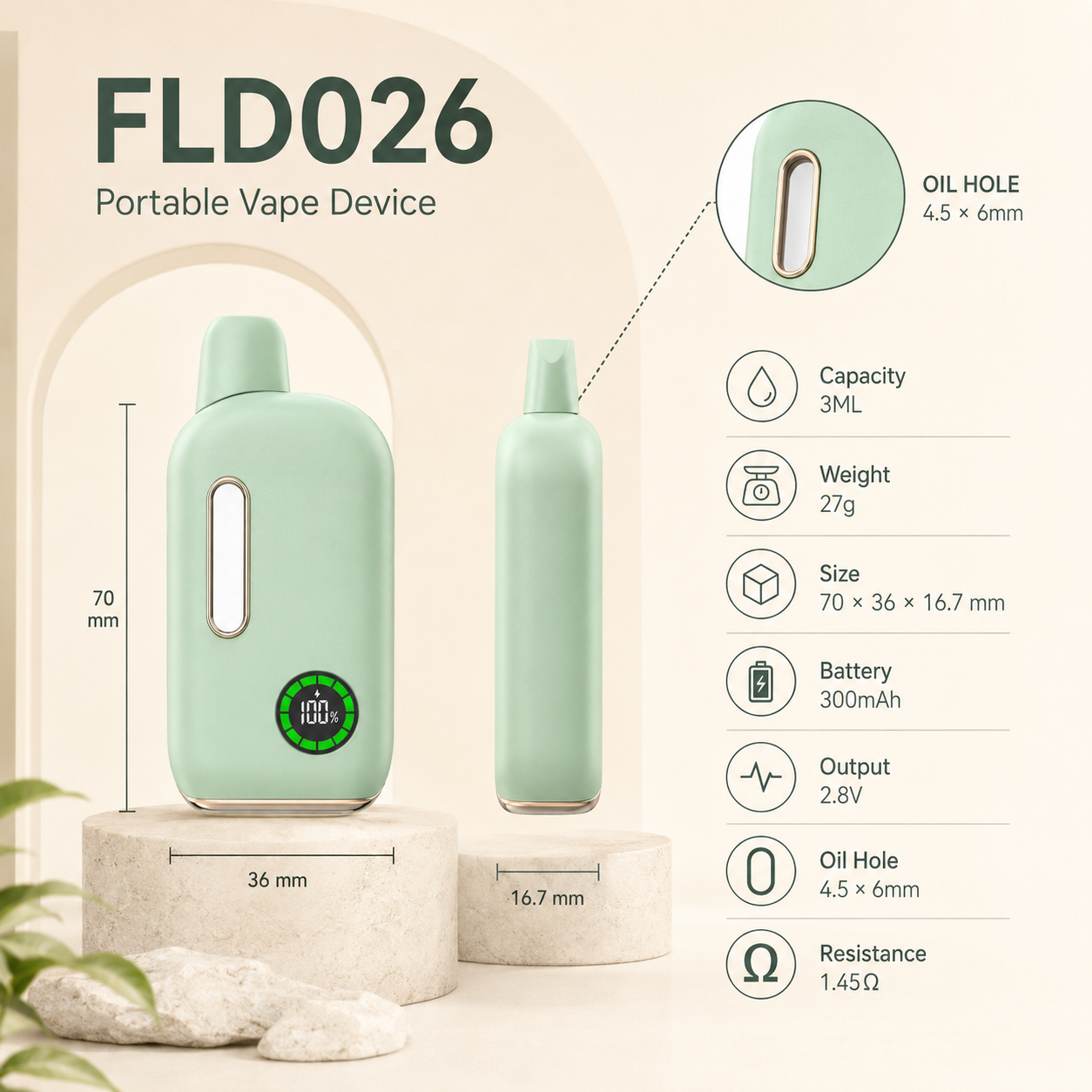 FLD026 Compact 3ml Disposable Vape Device – 300mAh 2.8V - Image 2