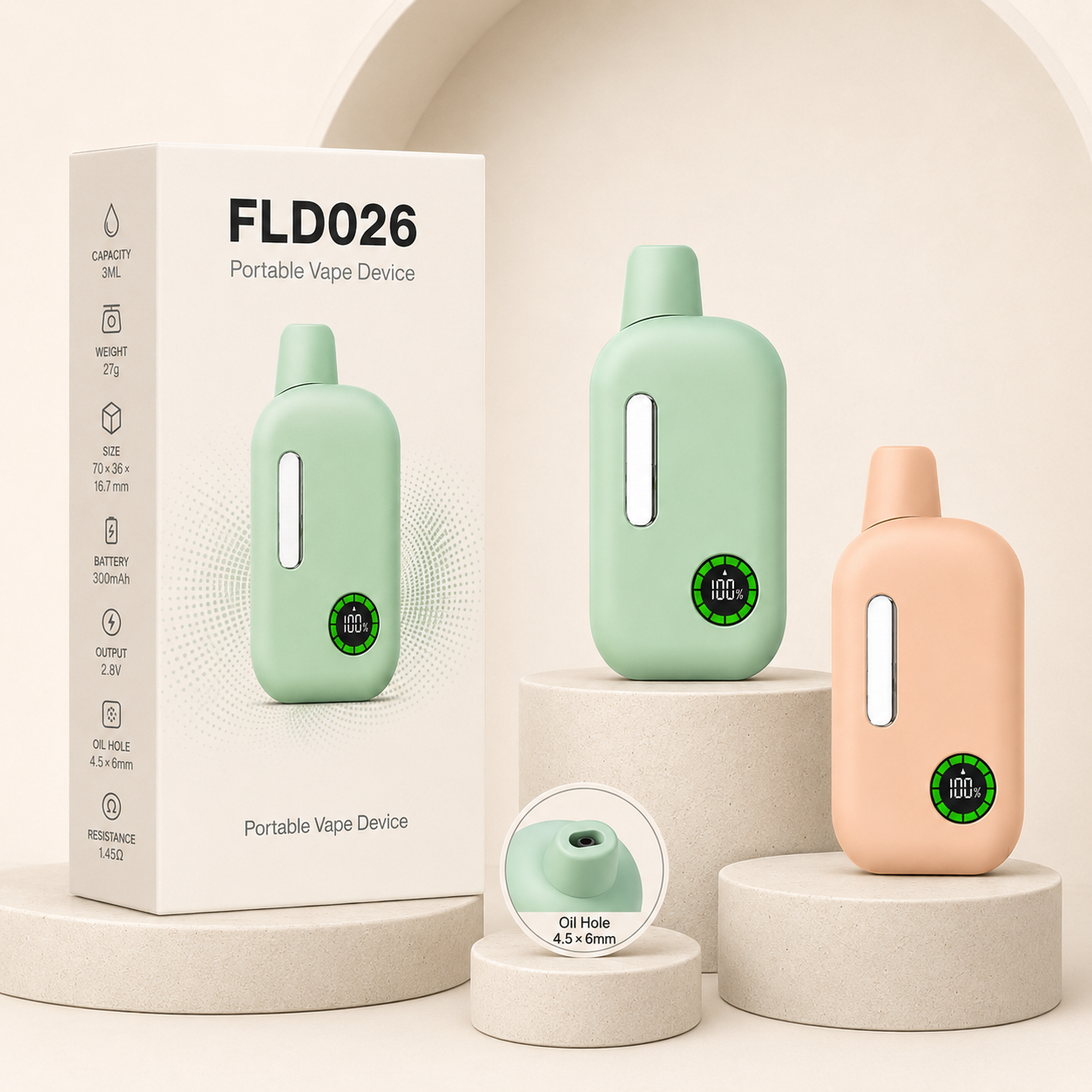 FLD026 Compact 3ml Disposable Vape Device – 300mAh 2.8V