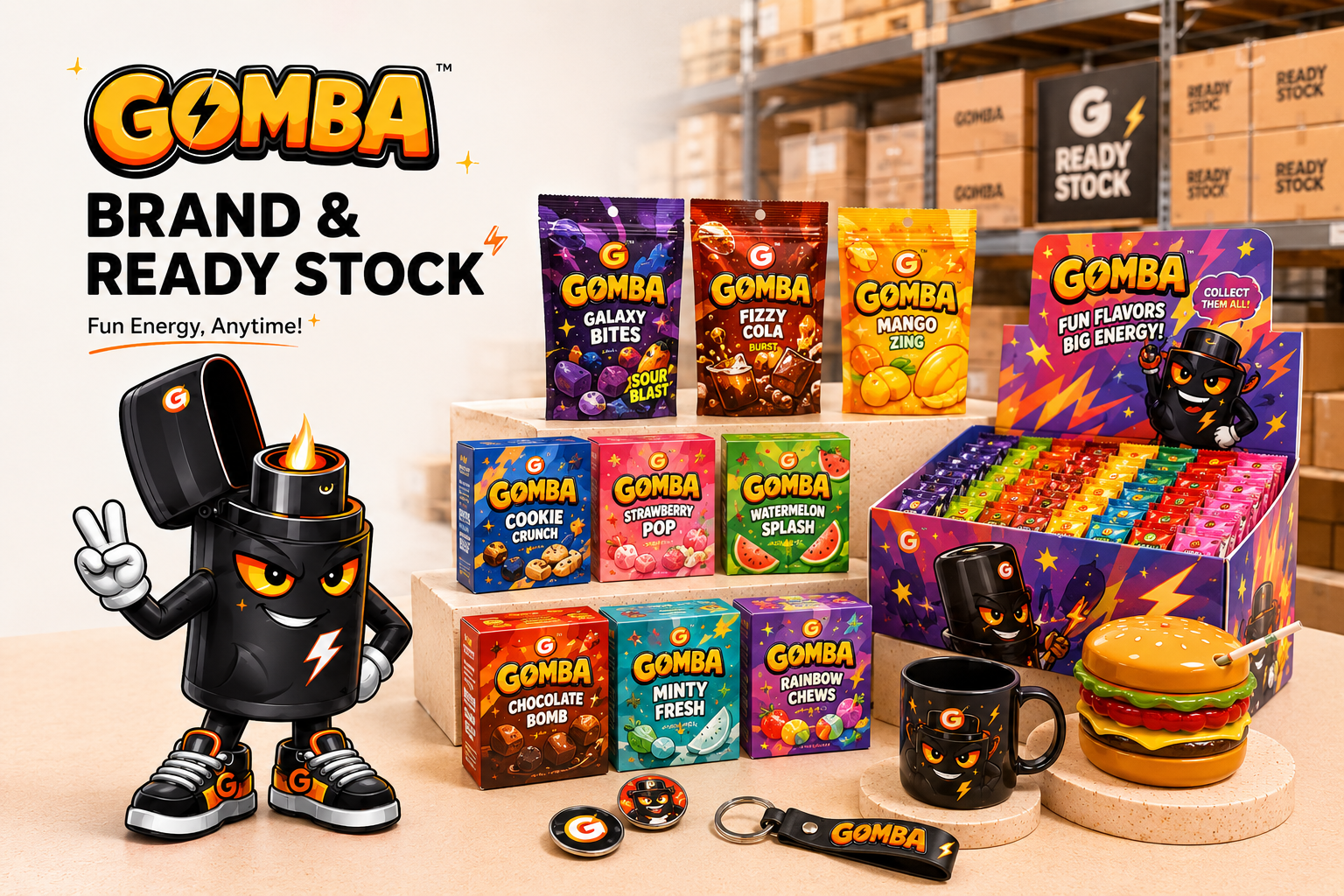 GOMBA branded ready-stock smoke accessories and wholesale packaging