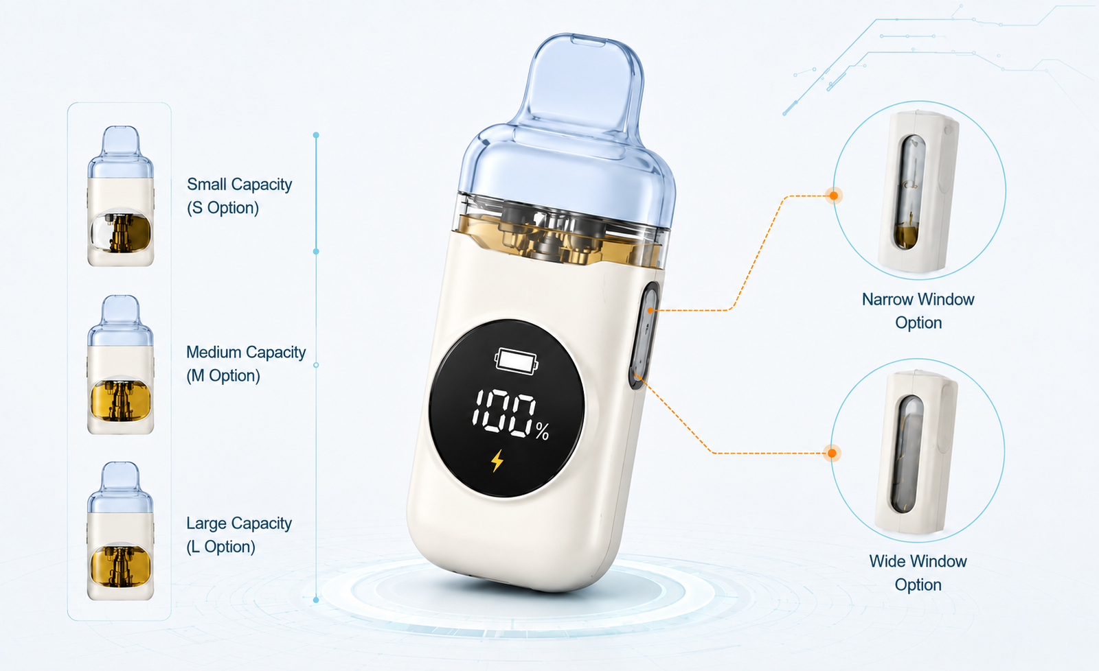 FUNLE OEM vape hardware capacity and visible-window configuration options