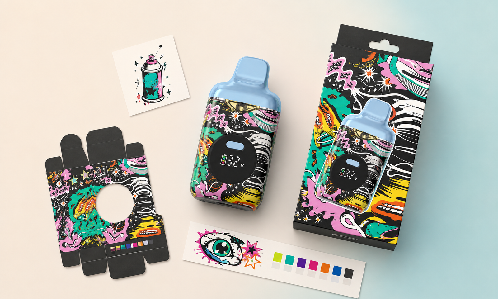 FUNLE OEM vape hardware and matching packaging presented as one coordinated brand system