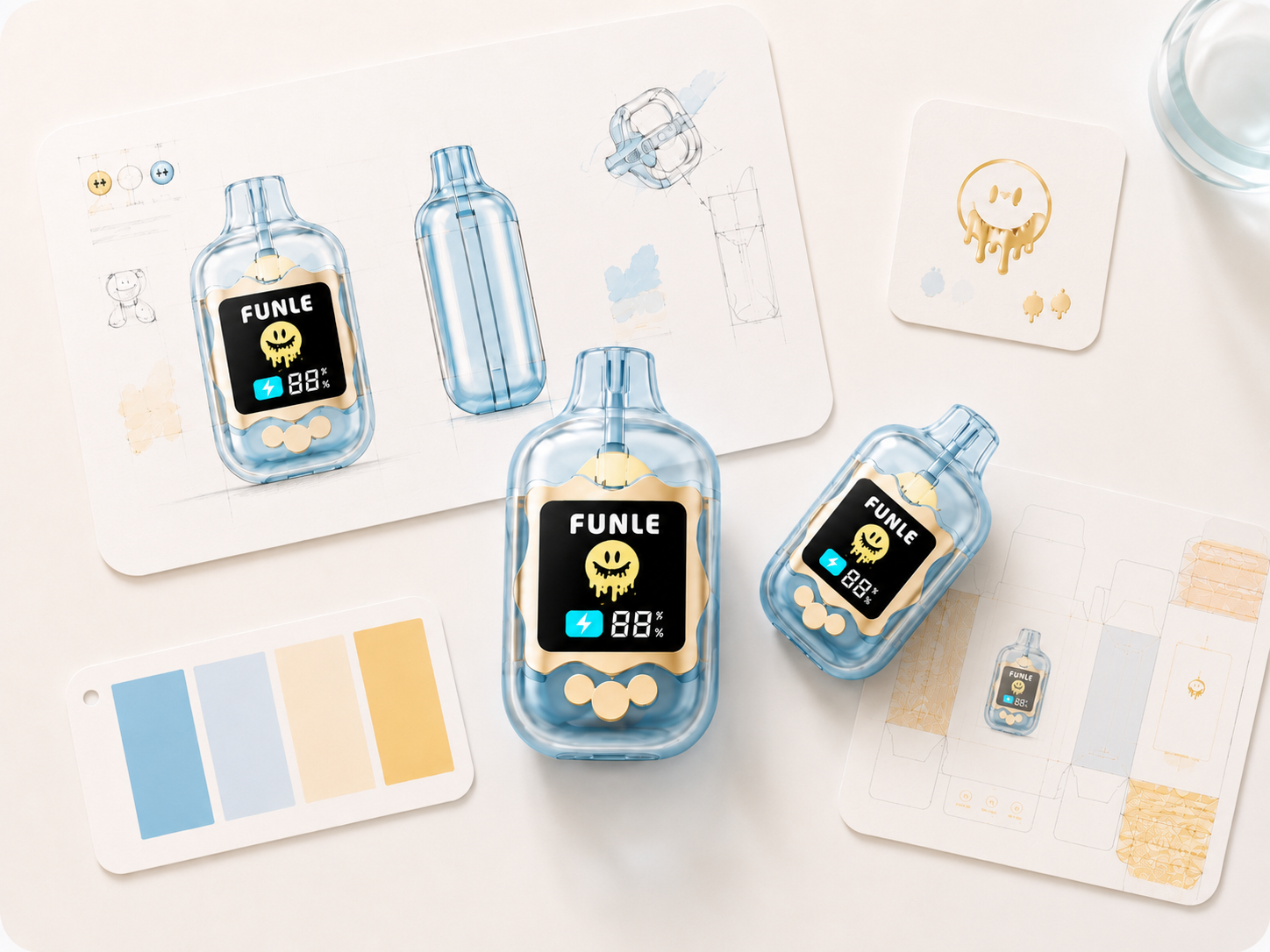 OEM vape hardware project brief with product concept, artwork, color and packaging references